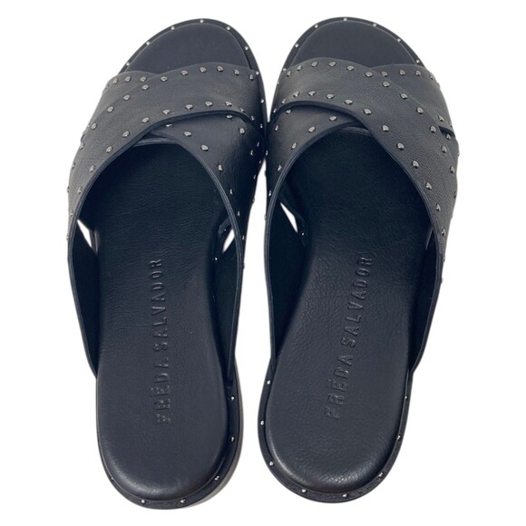 Freda Salvador Sandals Women's Size 5 M Black Cross Strap Dew - Picture 8 of 11